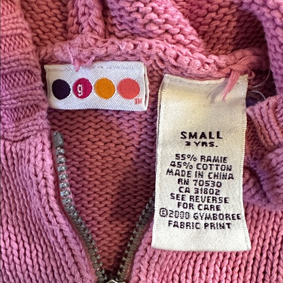 Vintage Gymboree Pink Kids Zip Up Sweater with Embroidered Flowers, 3T - Picture 3 of 3